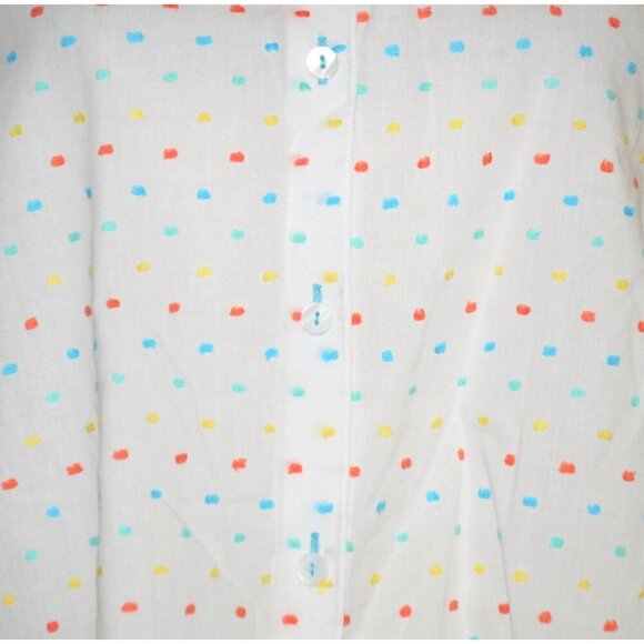 Foxcroft Plus Size 22W Fun Colorful Polka Dot Button Front Blouse Tunic Top - Picture 3 of 10